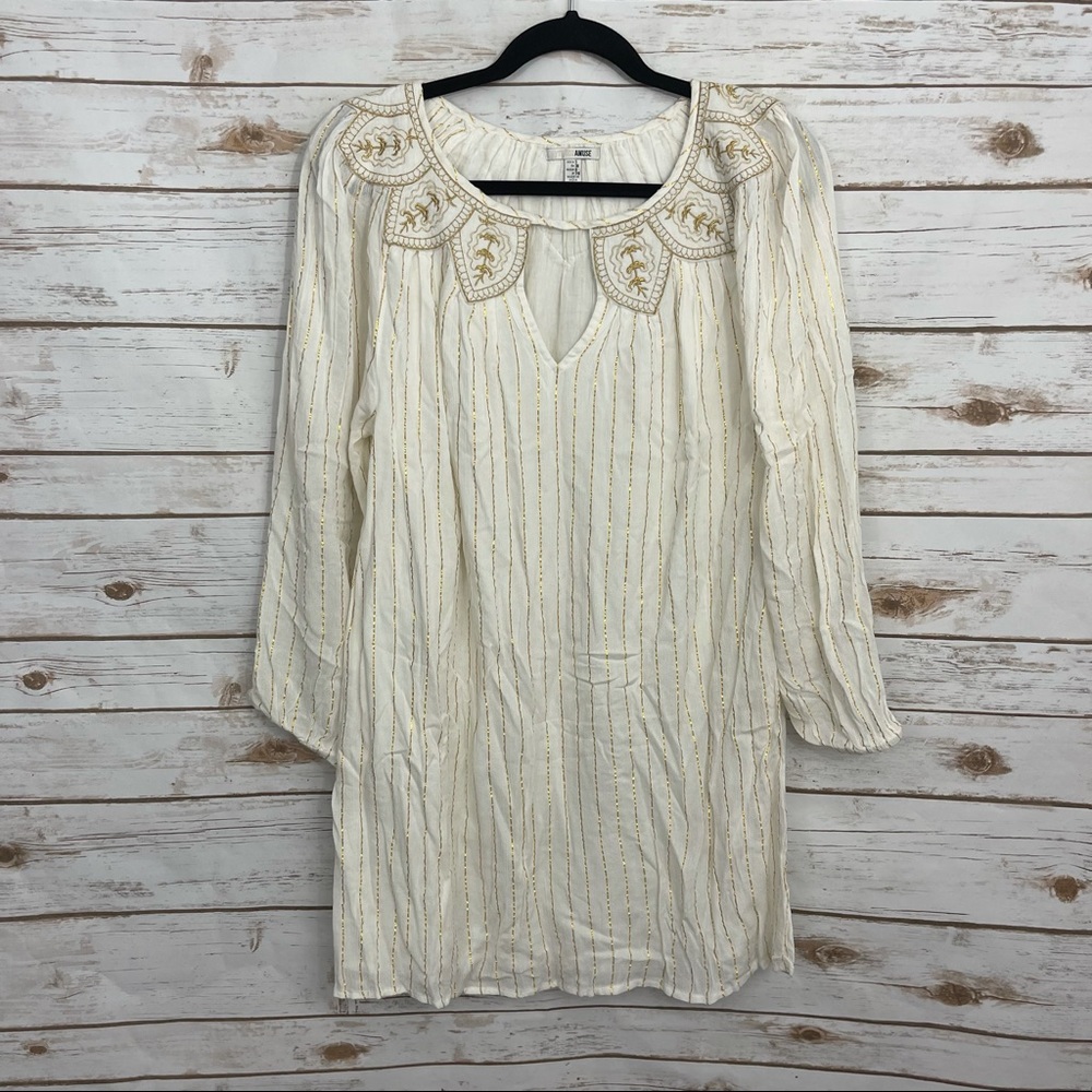 Amuse Society Metallic Long Sleeve Dress NWT boho shirt shirt dress